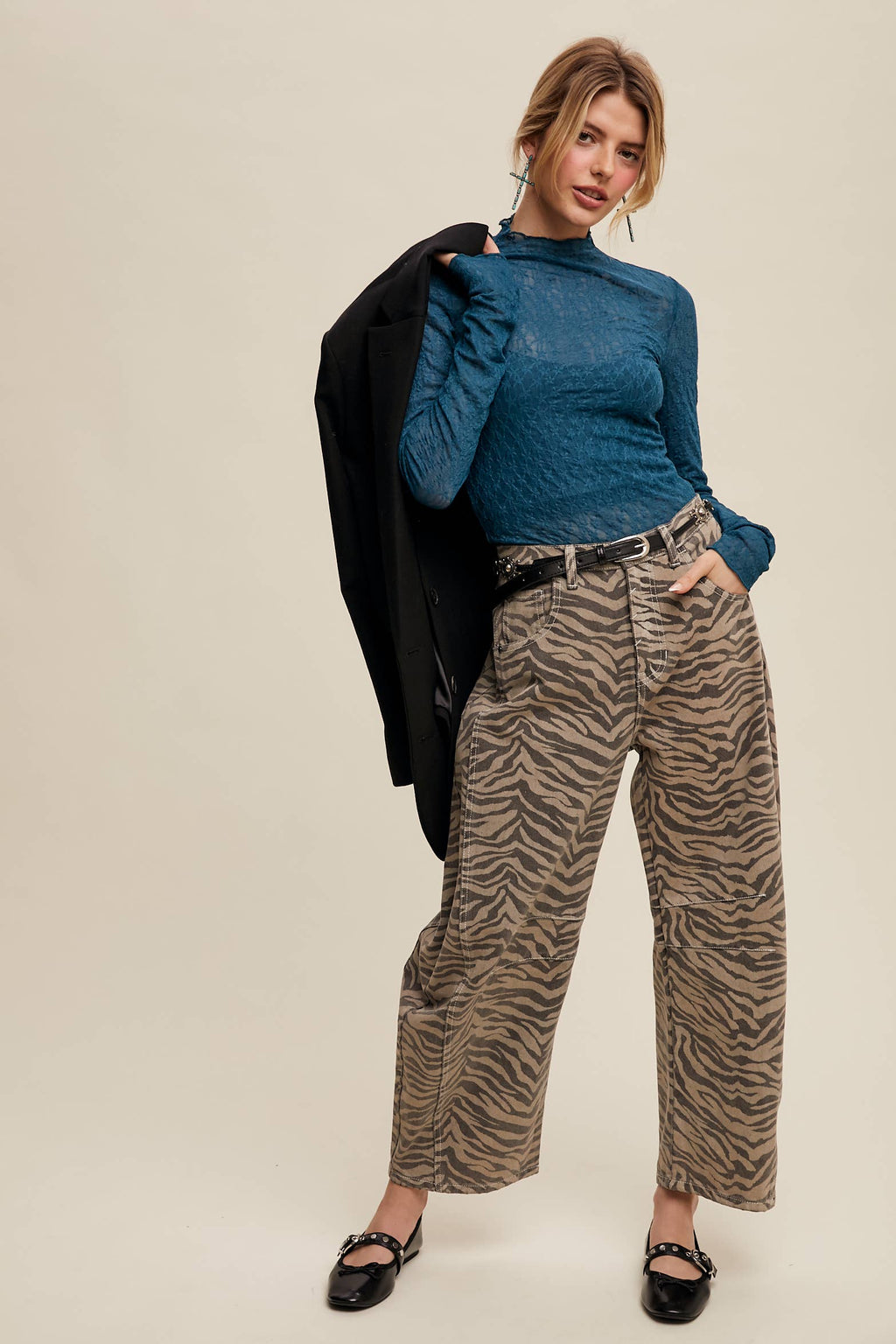 ZA ZA ZEBRA BARREL JEANS