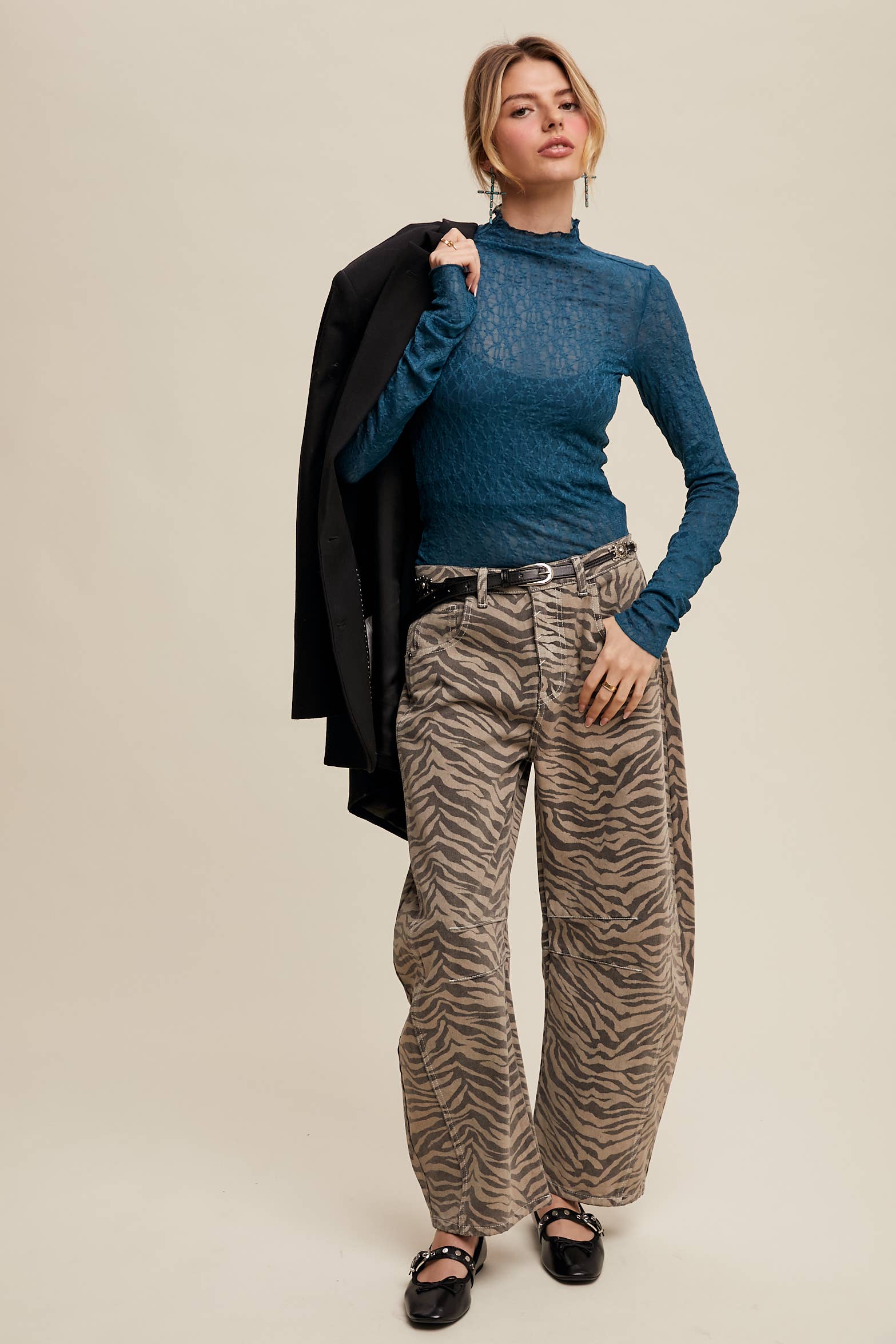 ZA ZA ZEBRA BARREL JEANS