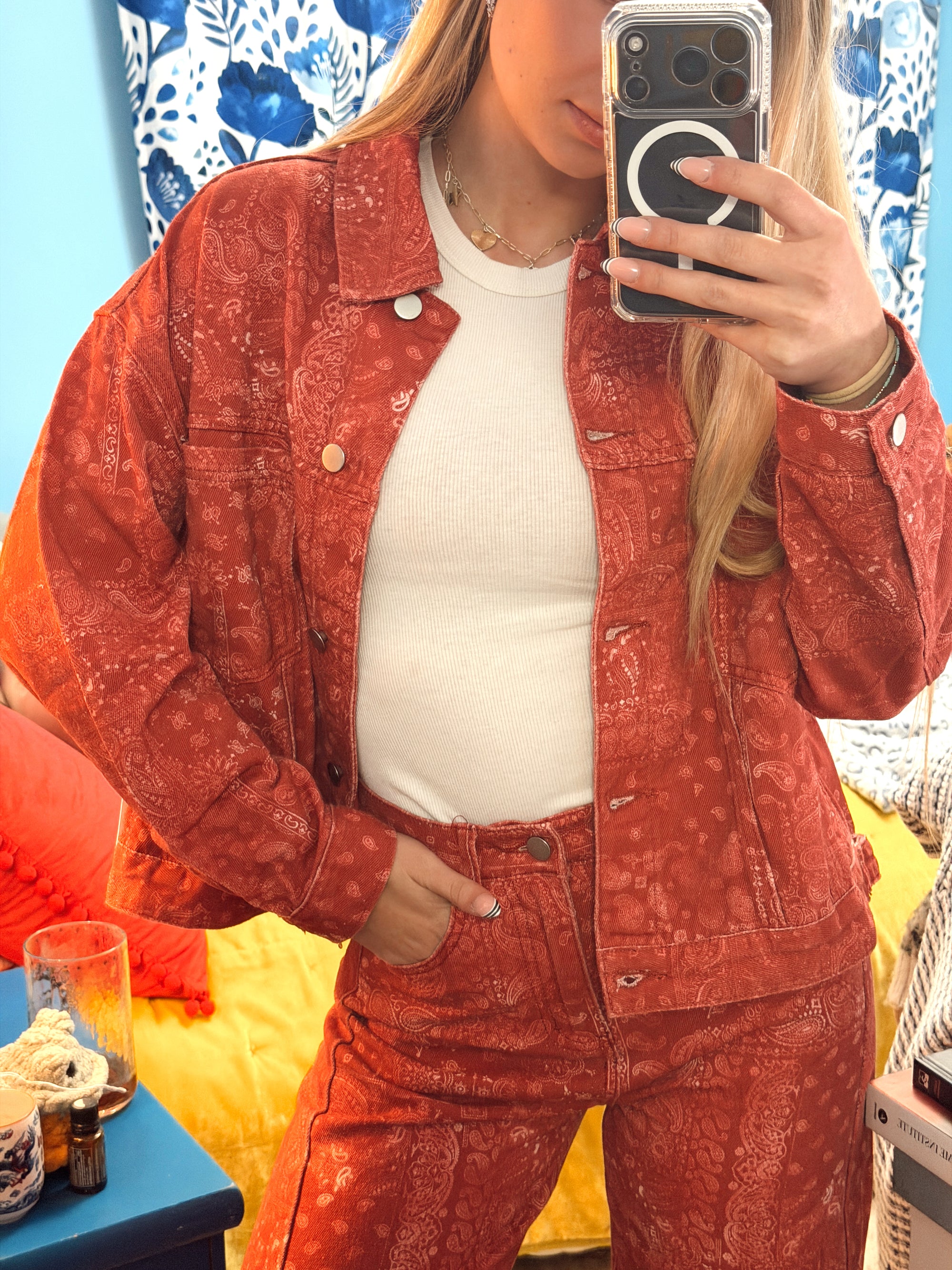 Washed Bandana Print Jacket