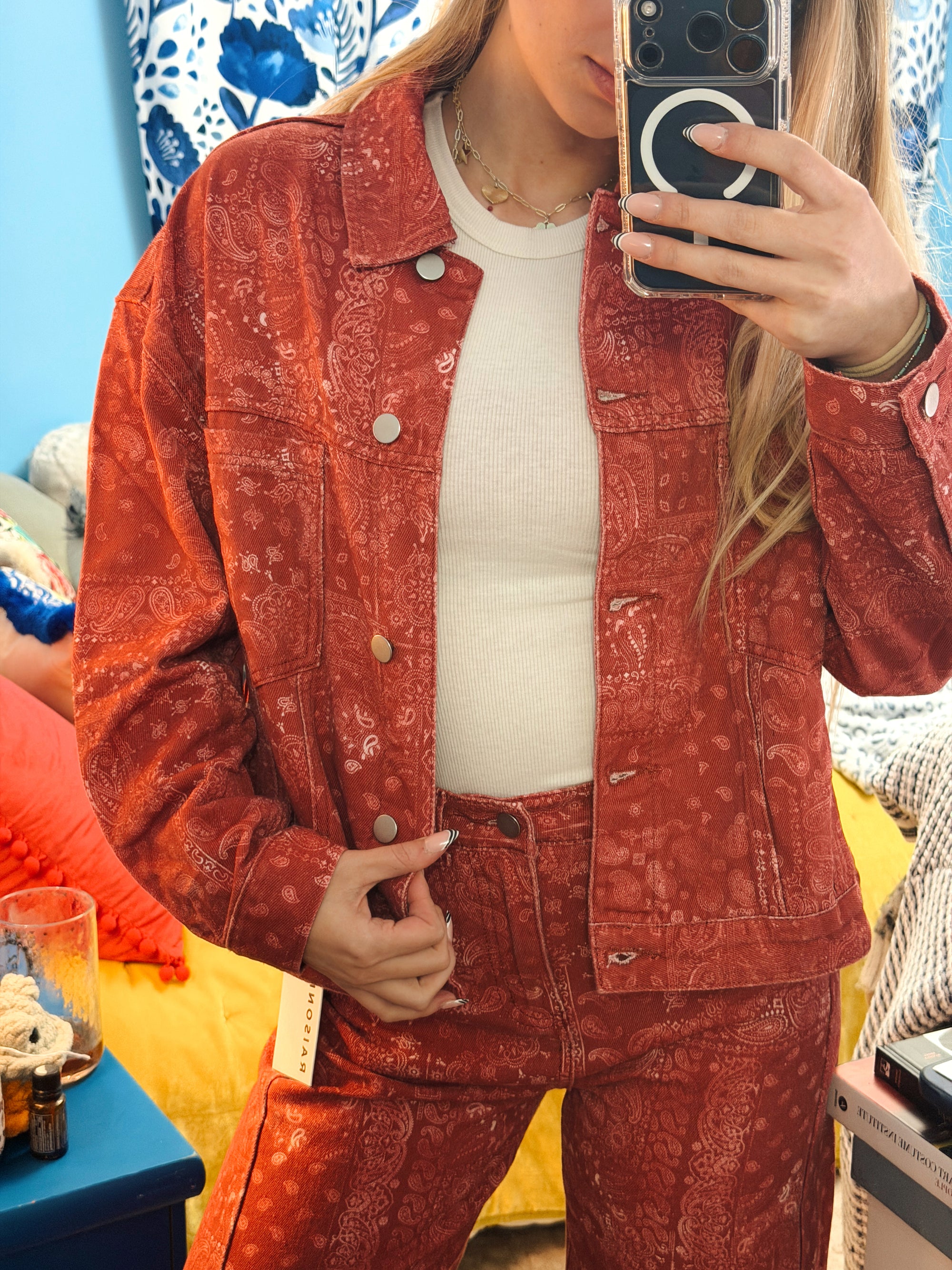 Washed Bandana Print Jacket