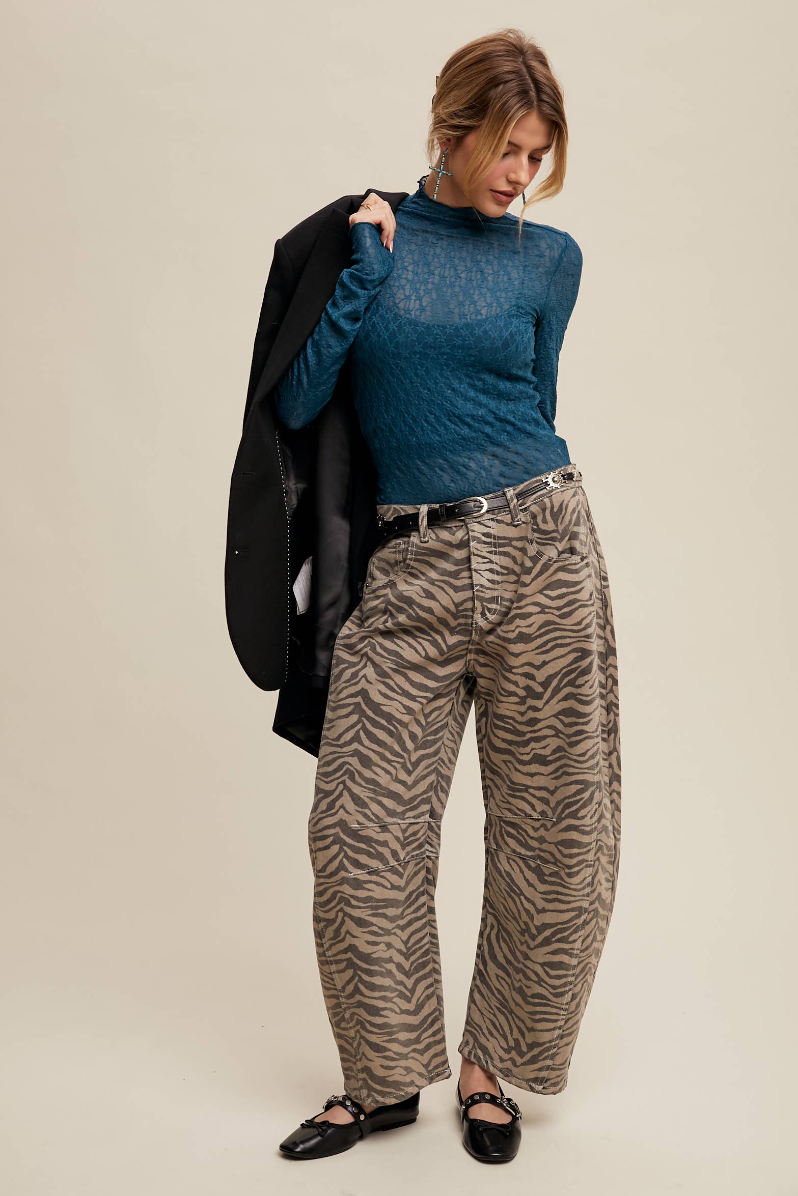 ZA ZA ZEBRA BARREL JEANS