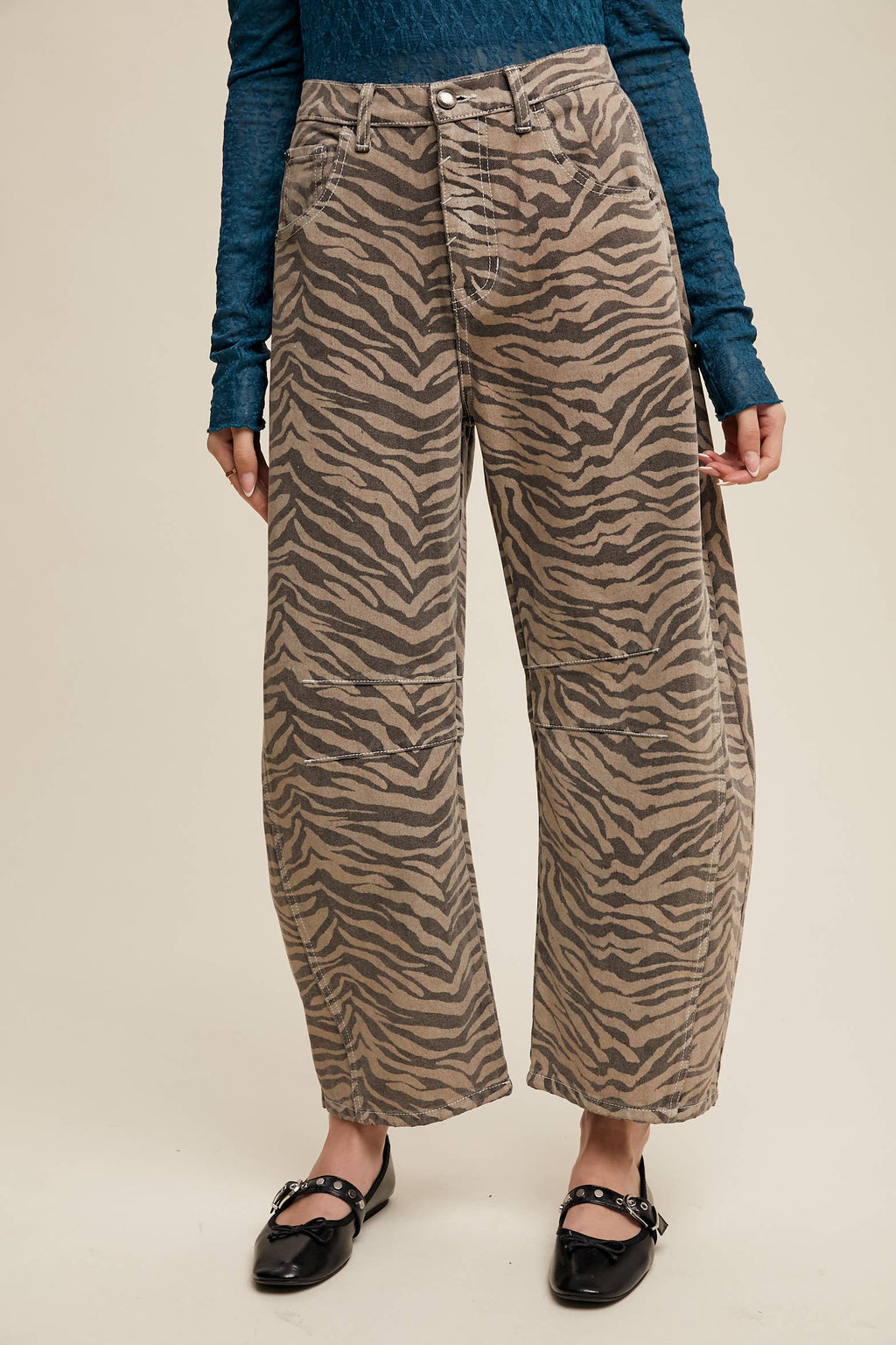 ZA ZA ZEBRA BARREL JEANS