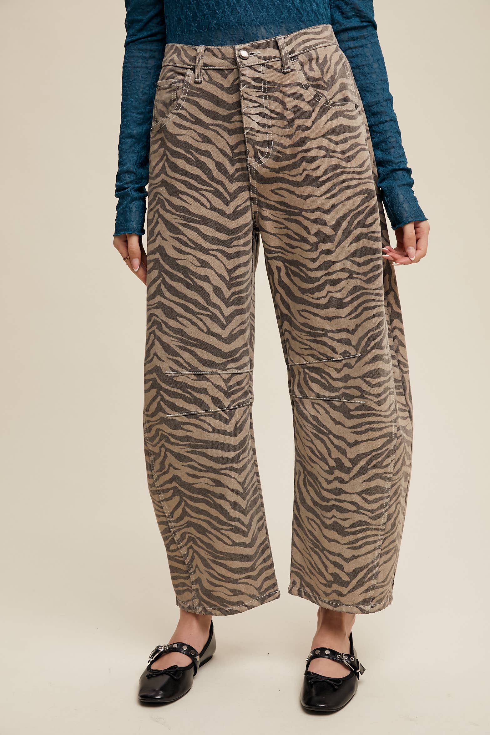 ZA ZA ZEBRA BARREL JEANS