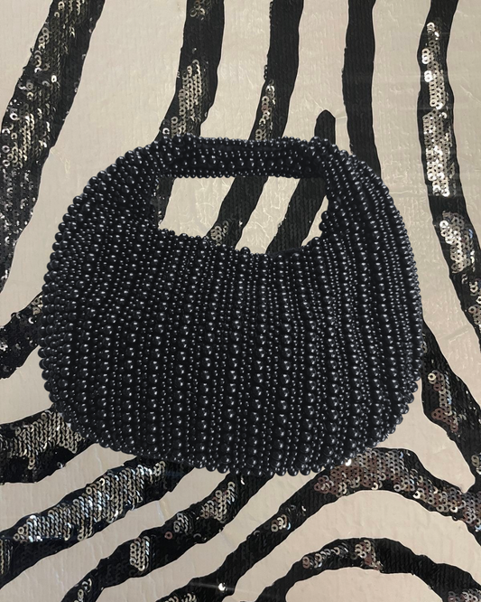 BLACK BEAUTY BEADED PURSE