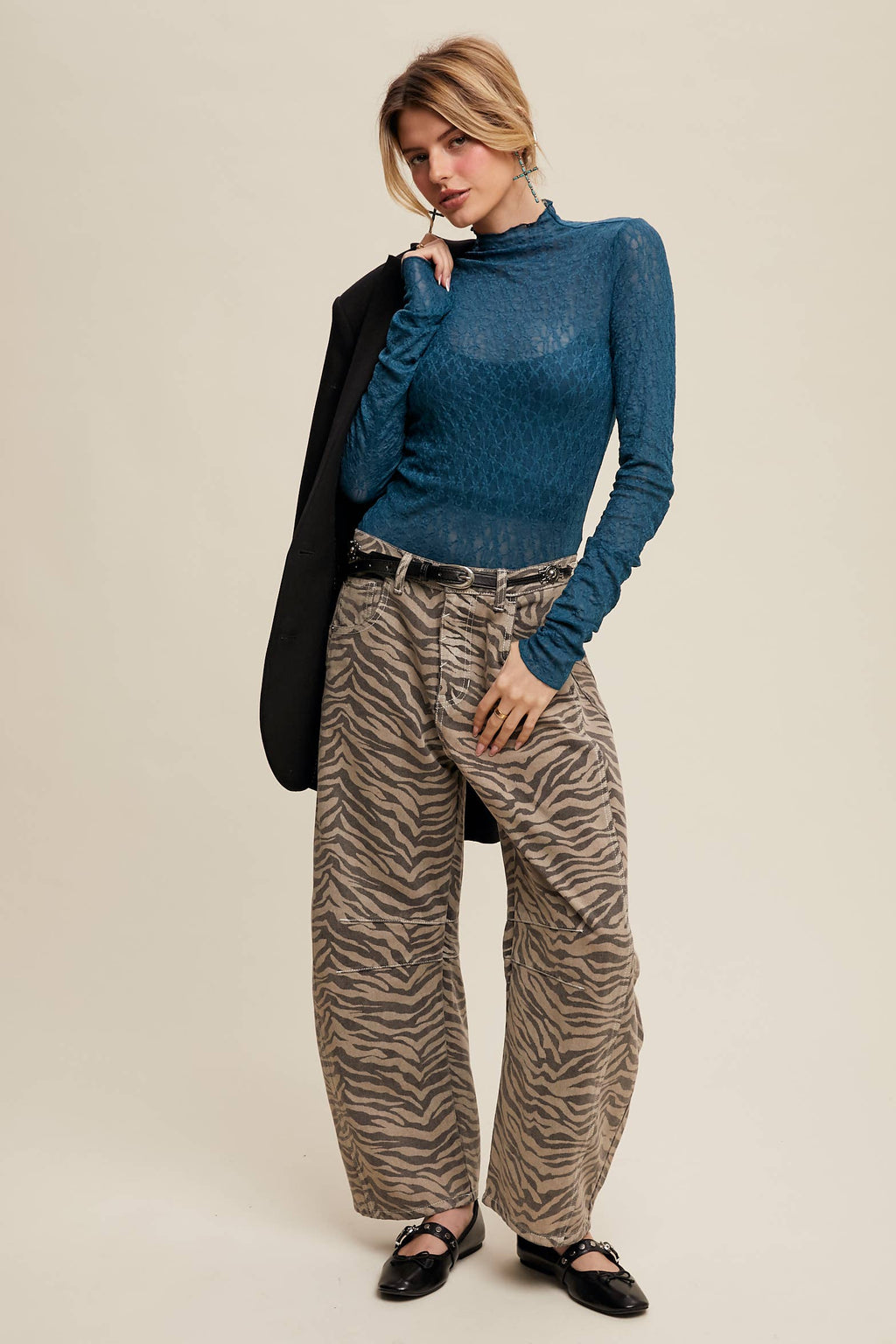ZA ZA ZEBRA BARREL JEANS