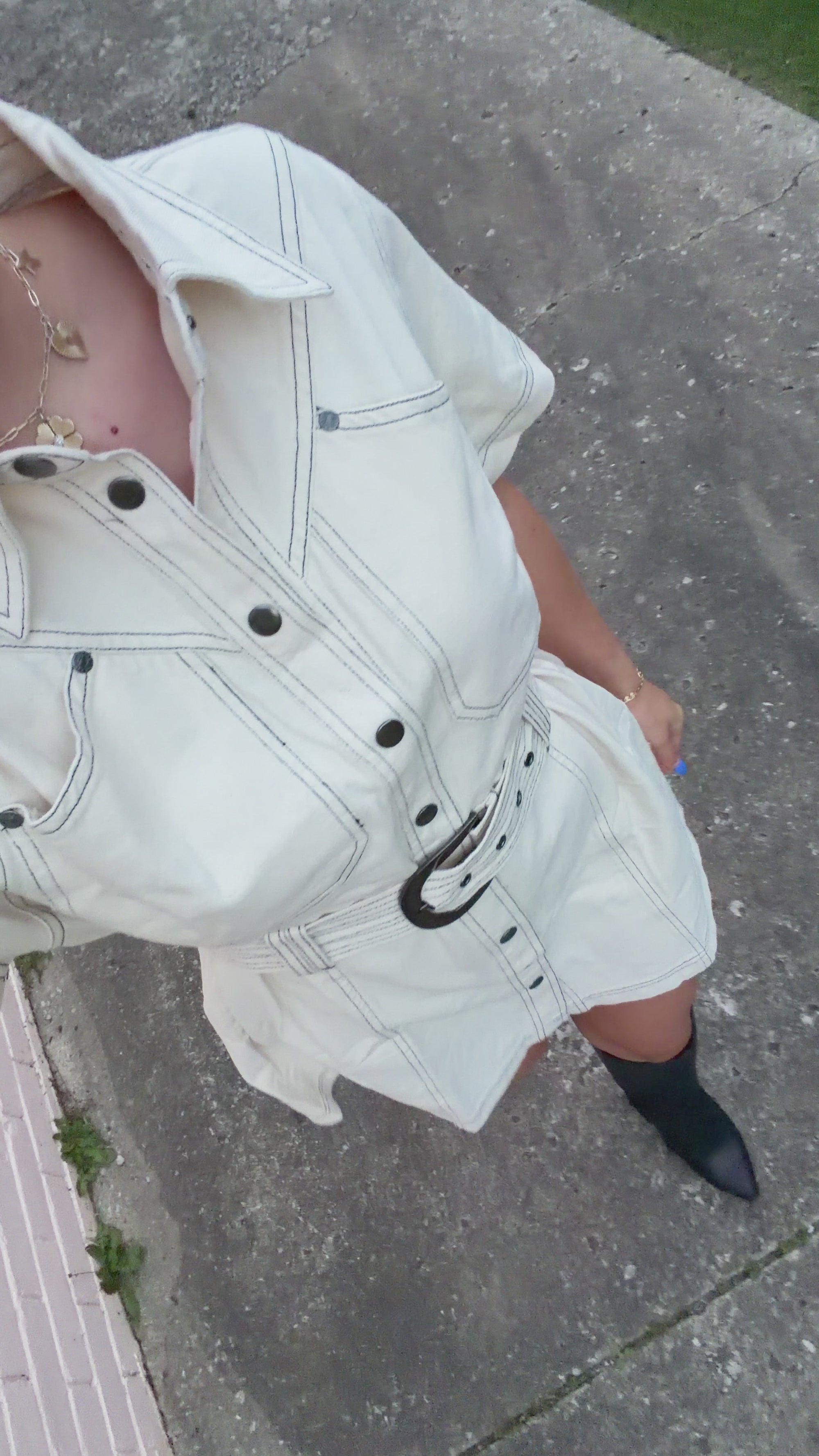 OATMEAL DRESS WITH BELT