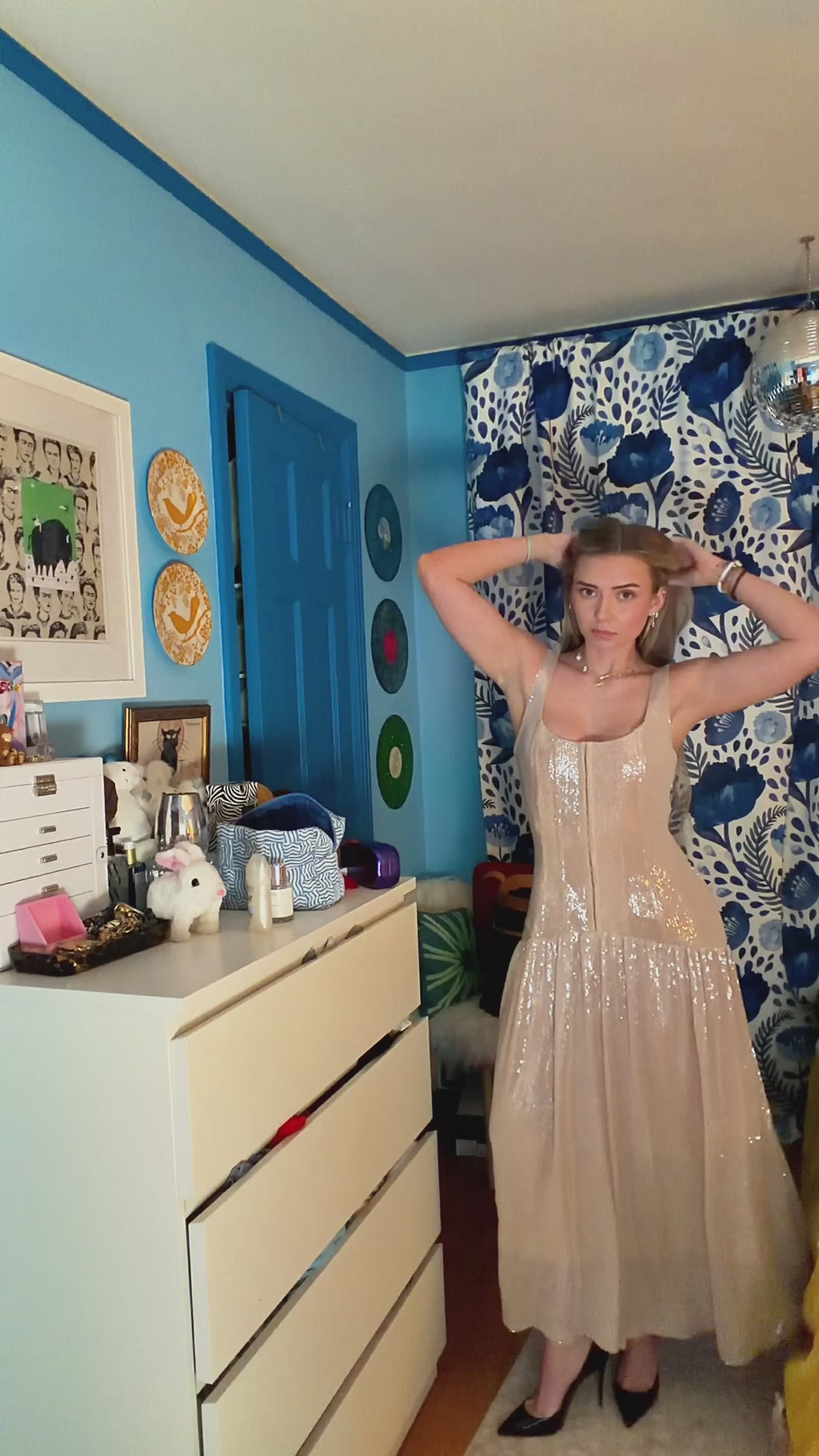 GLITTER MAMA drop waist corset dress